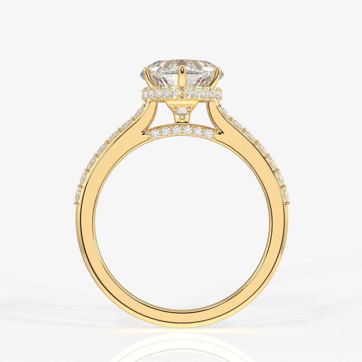 Heart Cut Moissanite Diamond Hidden Halo Sterling Silver Ring