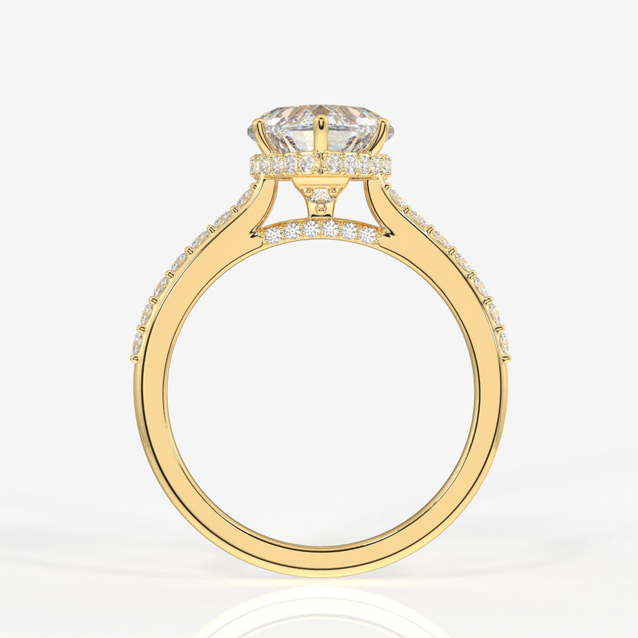 Heart Cut Moissanite Diamond Hidden Halo Sterling Silver Ring
