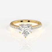 Heart Cut Moissanite Diamond Hidden Halo Sterling Silver Ring