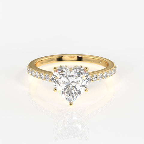 Heart Cut Moissanite Diamond Hidden Halo Sterling Silver Ring
