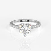 Heart Cut Moissanite Diamond Hidden Halo Sterling Silver Ring