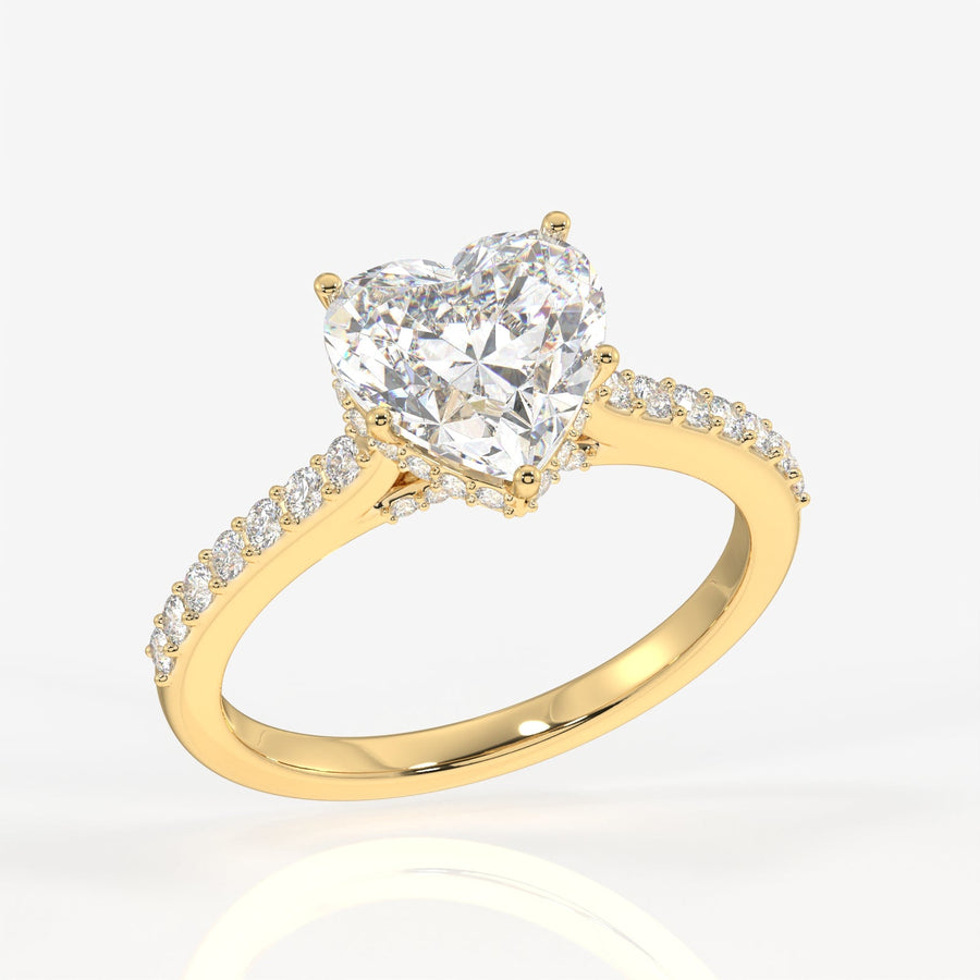 Heart Cut Moissanite Diamond Hidden Halo Sterling Silver Ring