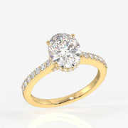 Oval Cut Moissanite Diamond Hidden Halo Sterling Silver Ring