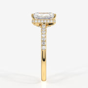 Radiant Cut Moissanite Diamond Hidden Halo Sterling Silver Ring