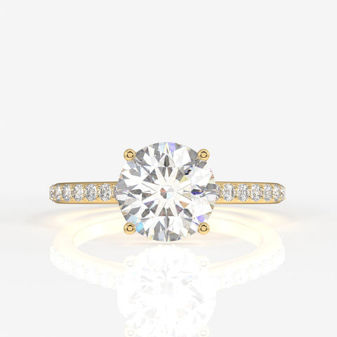 Round Cut Moissanite Diamond Hidden Halo Sterling Silver Ring
