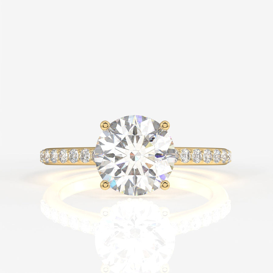 Round Cut Moissanite Diamond Hidden Halo Sterling Silver Ring