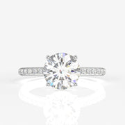Round Cut Moissanite Diamond Hidden Halo Sterling Silver Ring
