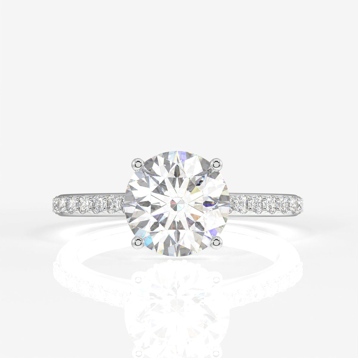 Round Cut Moissanite Diamond Hidden Halo Sterling Silver Ring