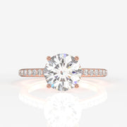 Round Cut Moissanite Diamond Hidden Halo Sterling Silver Ring