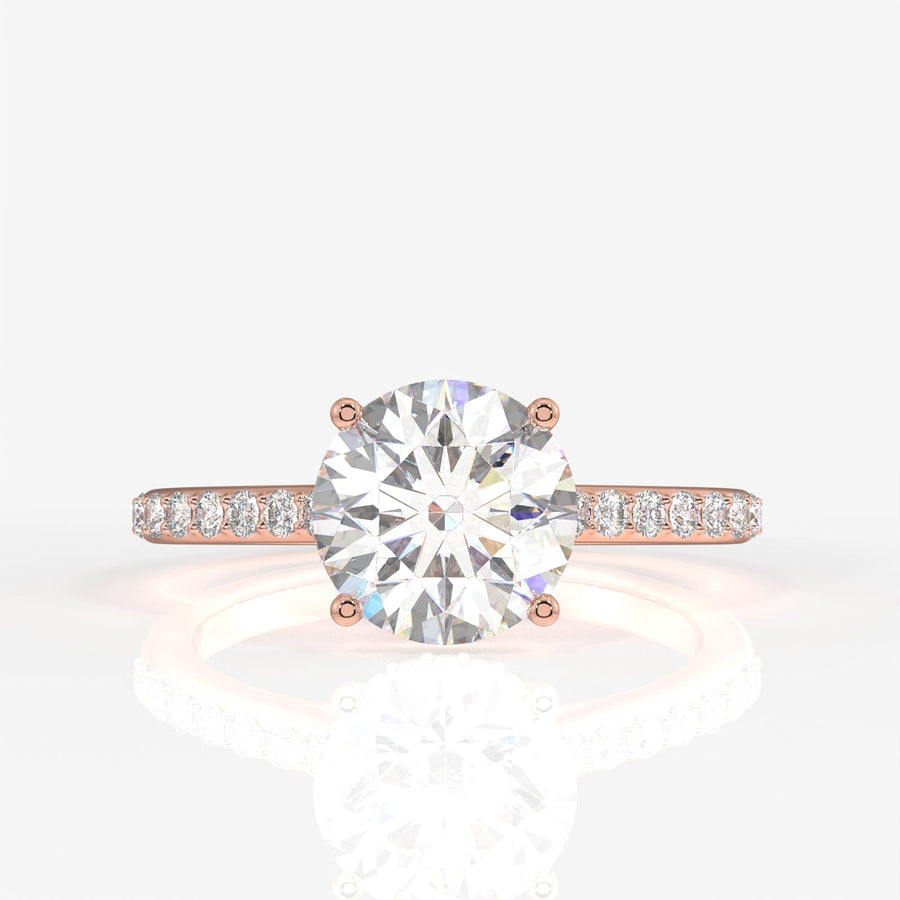 Round Cut Moissanite Diamond Hidden Halo Sterling Silver Ring