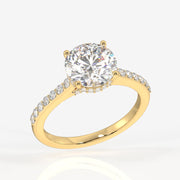 Round Cut Moissanite Diamond Hidden Halo Sterling Silver Ring