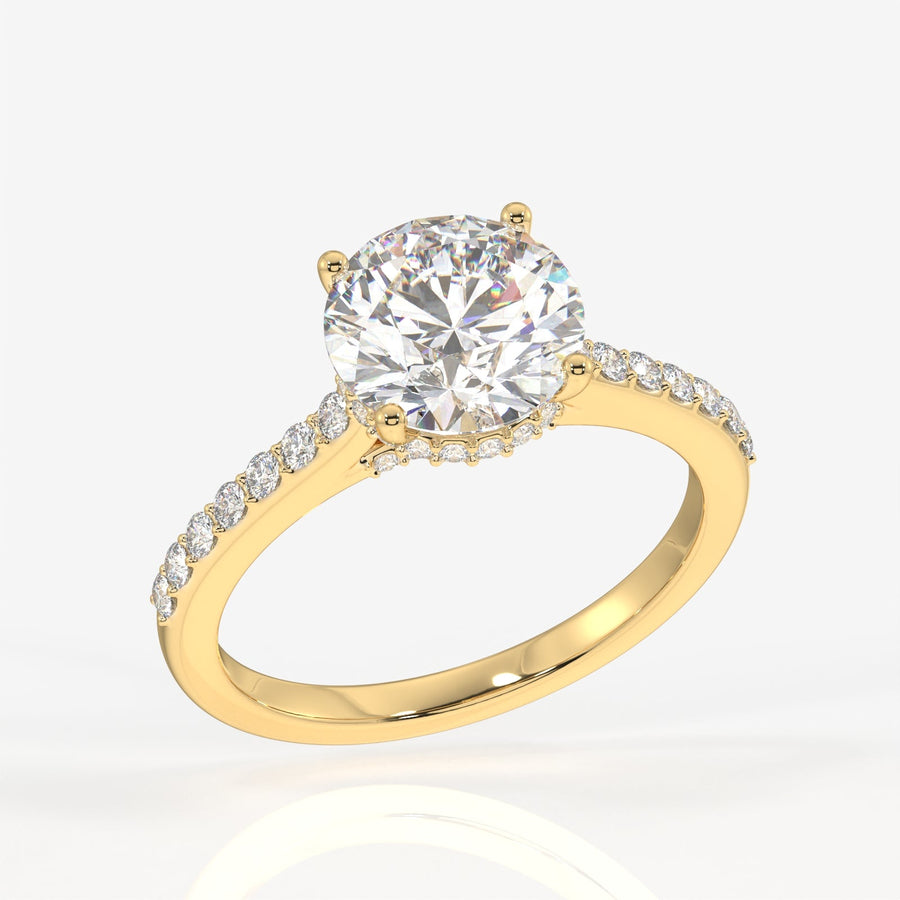 Round Cut Moissanite Diamond Hidden Halo Sterling Silver Ring