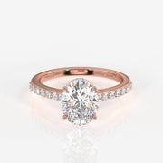 Oval Cut Moissanite Diamond Hidden Halo Sterling Silver Ring