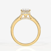 Oval Cut Moissanite Diamond Hidden Halo Sterling Silver Ring