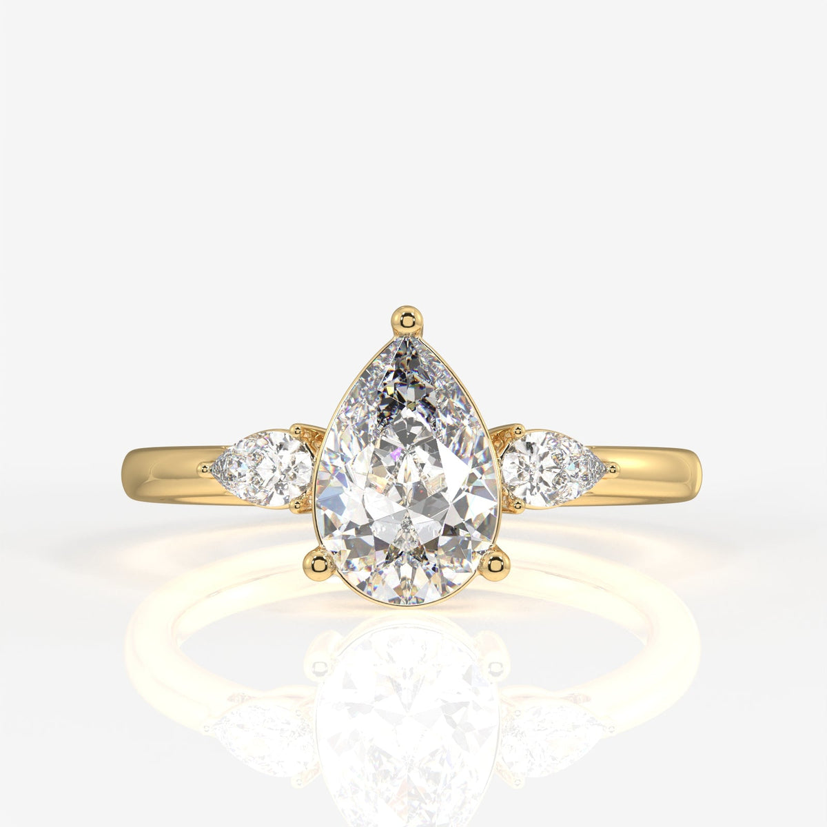 Pear Cut Moissanite Diamond Trilogy Sterling Silver Ring