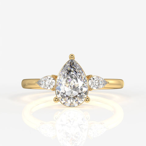 Pear Cut Moissanite Diamond Trilogy Sterling Silver Ring