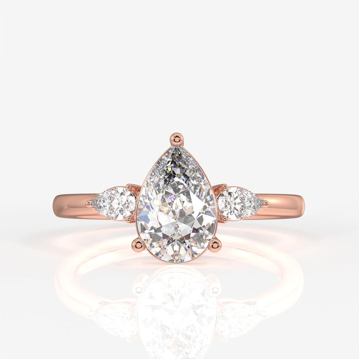 Pear Cut Moissanite Diamond Trilogy Sterling Silver Ring