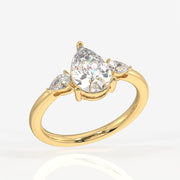 Pear Cut Moissanite Diamond Trilogy Sterling Silver Ring