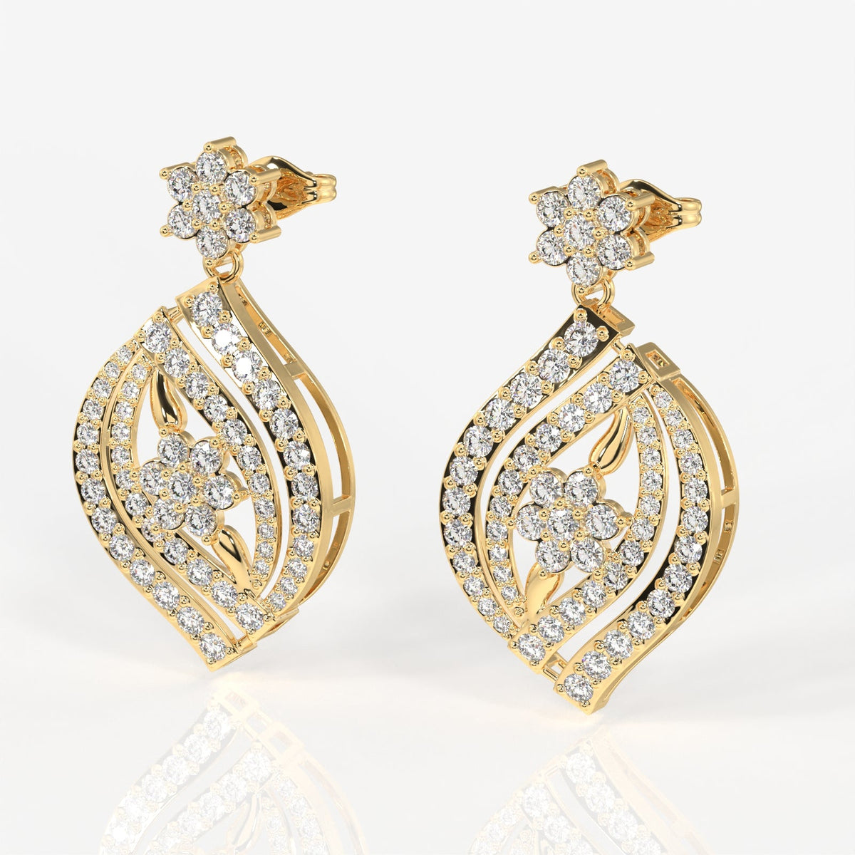 Florence Moissanite Diamond Bridal Sterling Silver Earrings