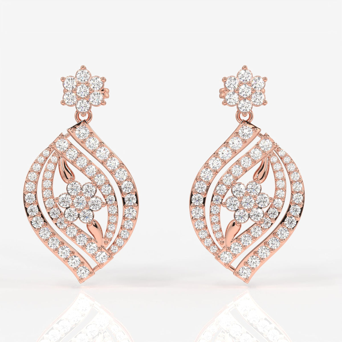 Florence Moissanite Diamond Bridal Sterling Silver Earrings