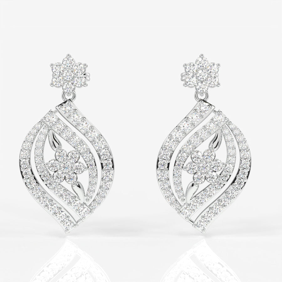 Florence Moissanite Diamond Bridal Sterling Silver Earrings