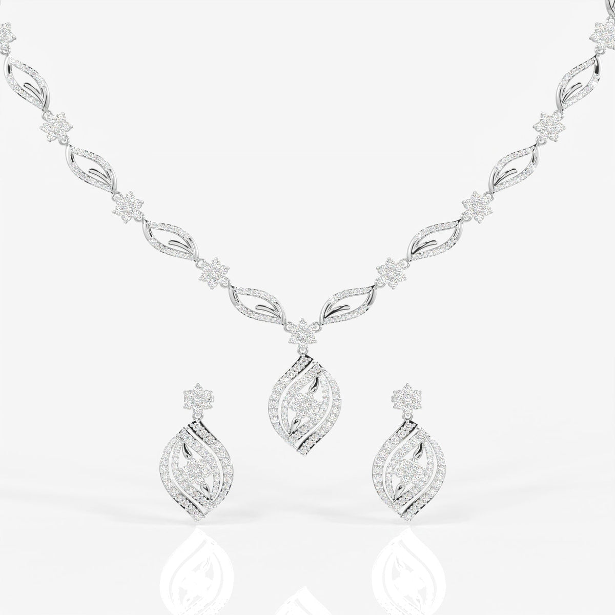 Florence Moissanite Diamond Bridal Sterling Silver Necklace