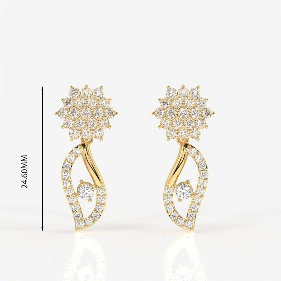 Elara Moissanite Diamond Designer Sterling Silver Earrings