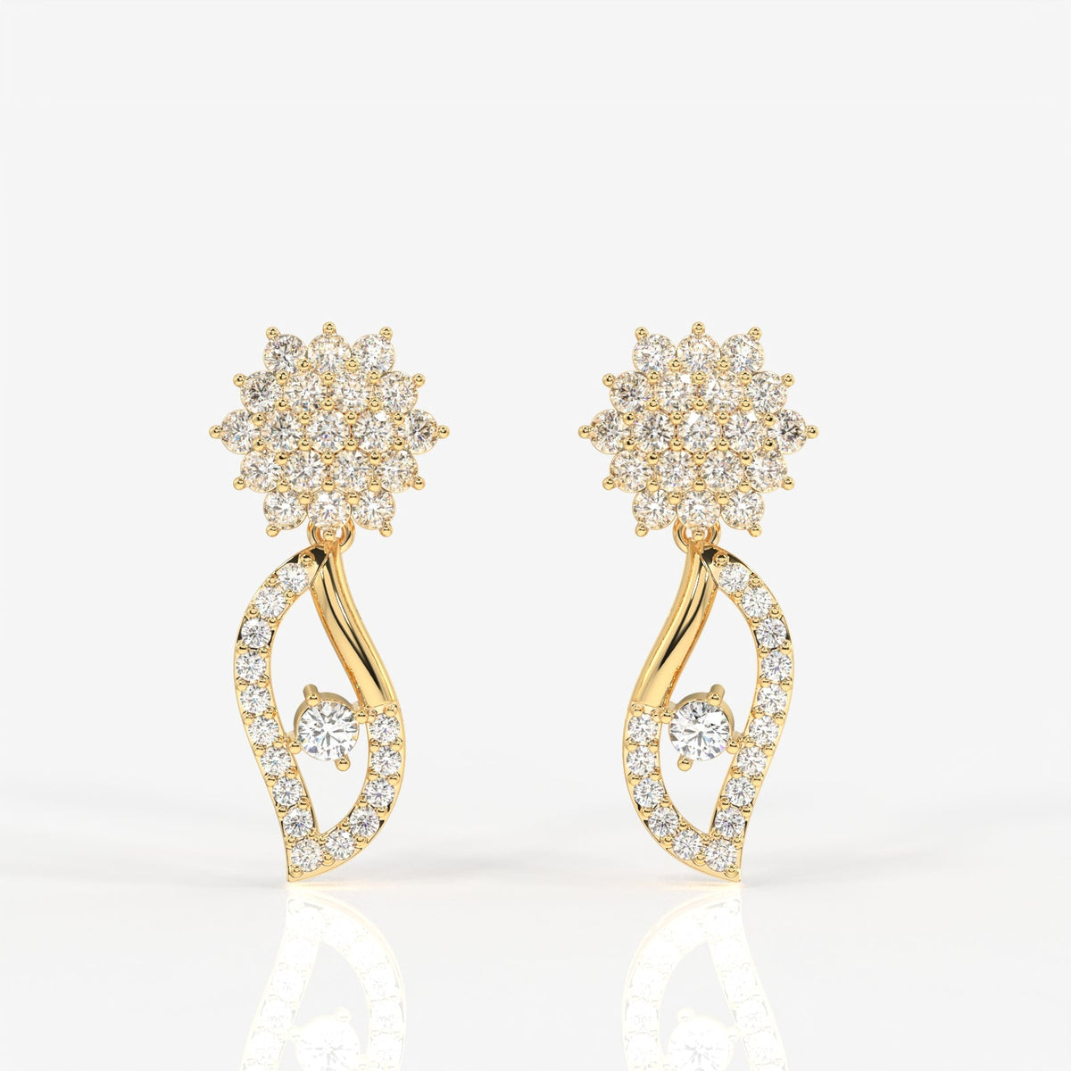 Elara Moissanite Diamond Designer Sterling Silver Earrings