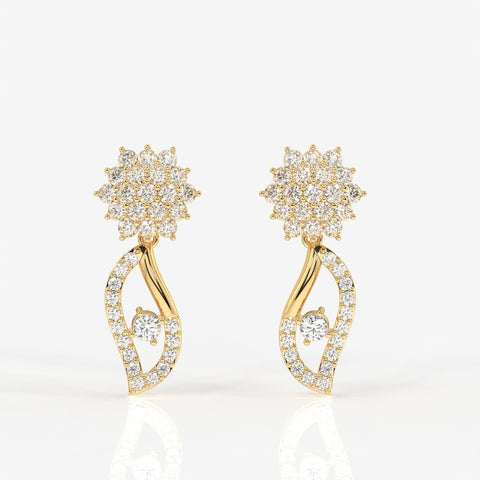 Elara Moissanite Diamond Designer Sterling Silver Earrings