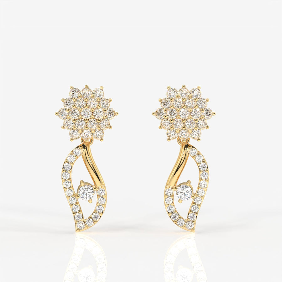 Elara Moissanite Diamond Designer Sterling Silver Earrings