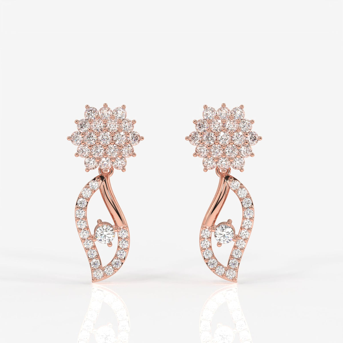 Elara Moissanite Diamond Designer Sterling Silver Earrings