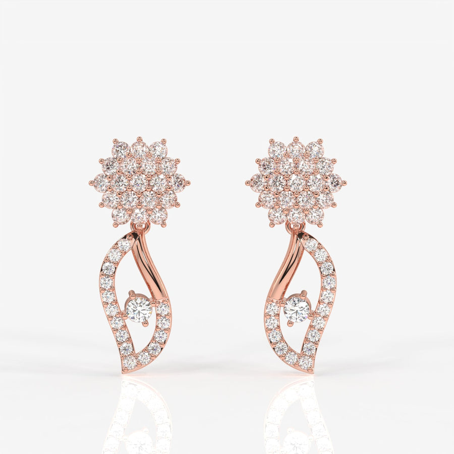 Elara Moissanite Diamond Designer Sterling Silver Earrings