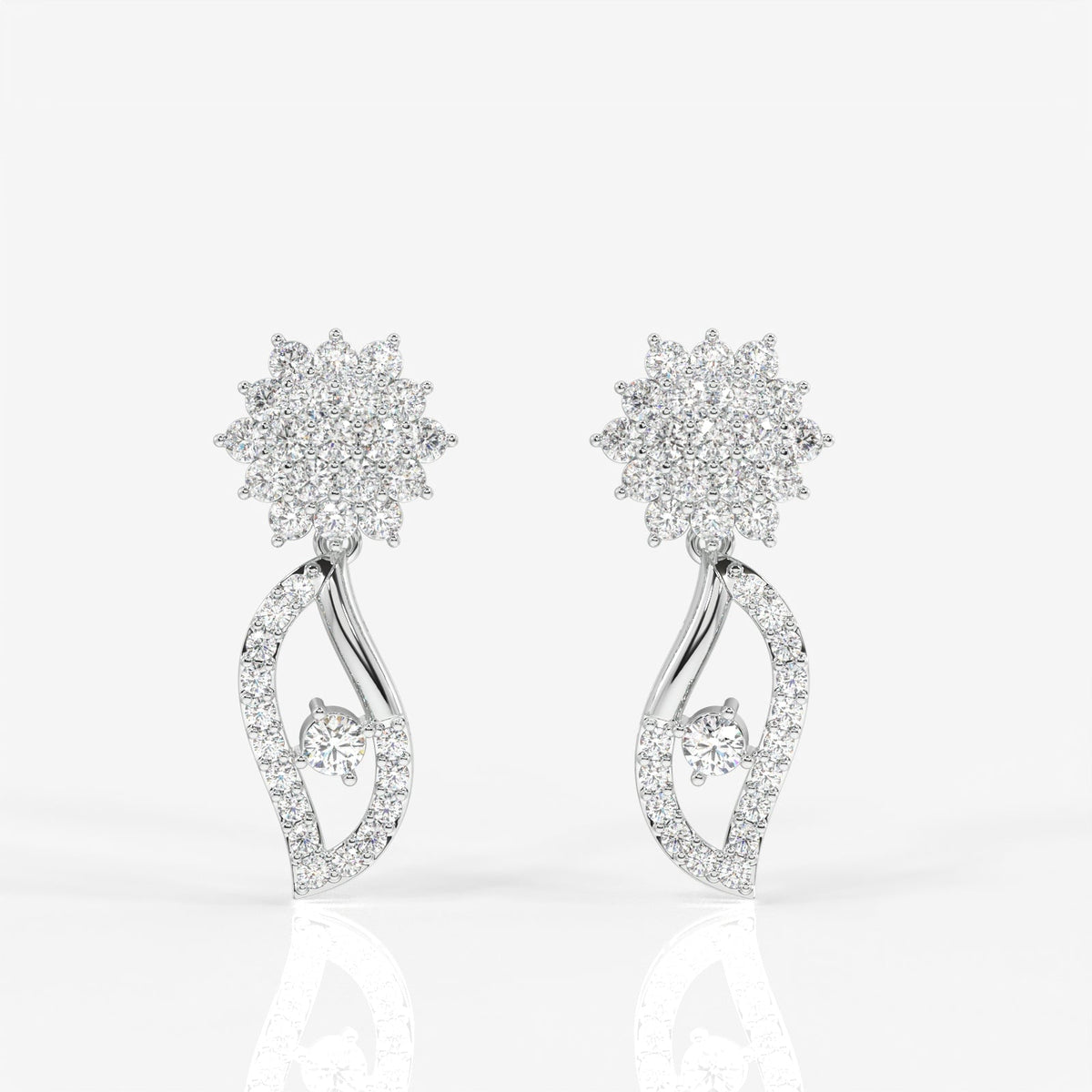 Elara Moissanite Diamond Designer Sterling Silver Earrings