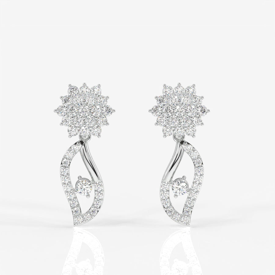 Elara Moissanite Diamond Designer Sterling Silver Earrings