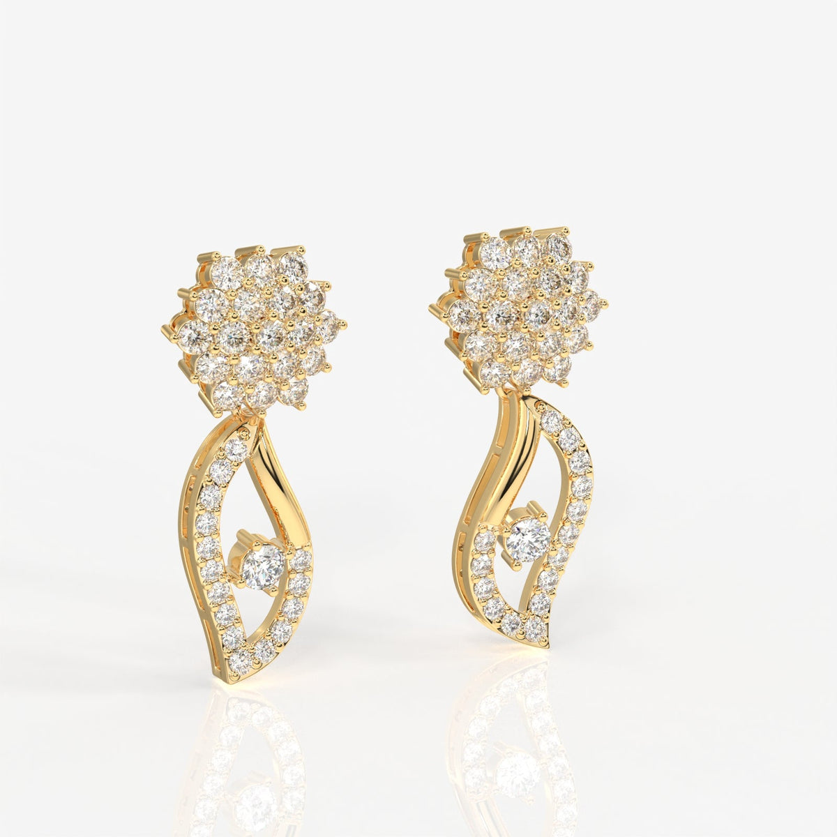 Elara Moissanite Diamond Designer Sterling Silver Earrings