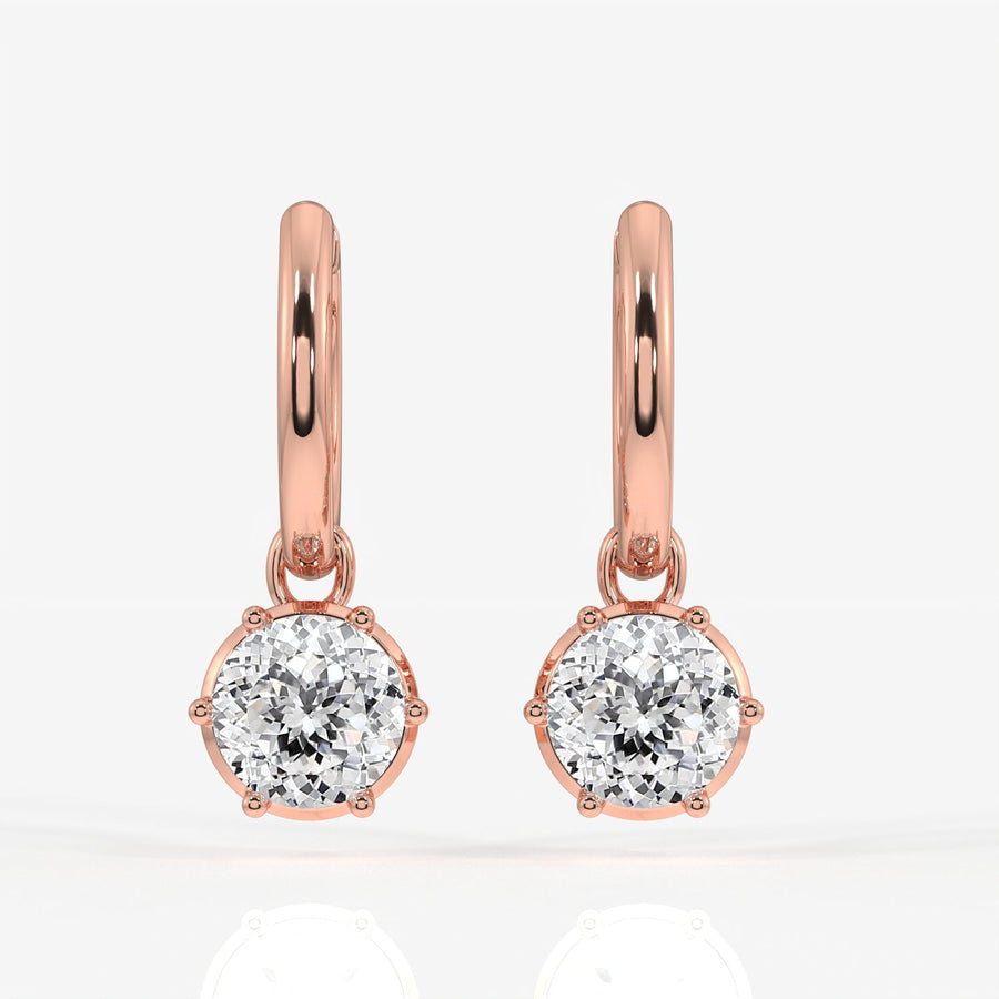 Portuguese Cut Moissanite Diamond Dangle Sterling Silver Earrings