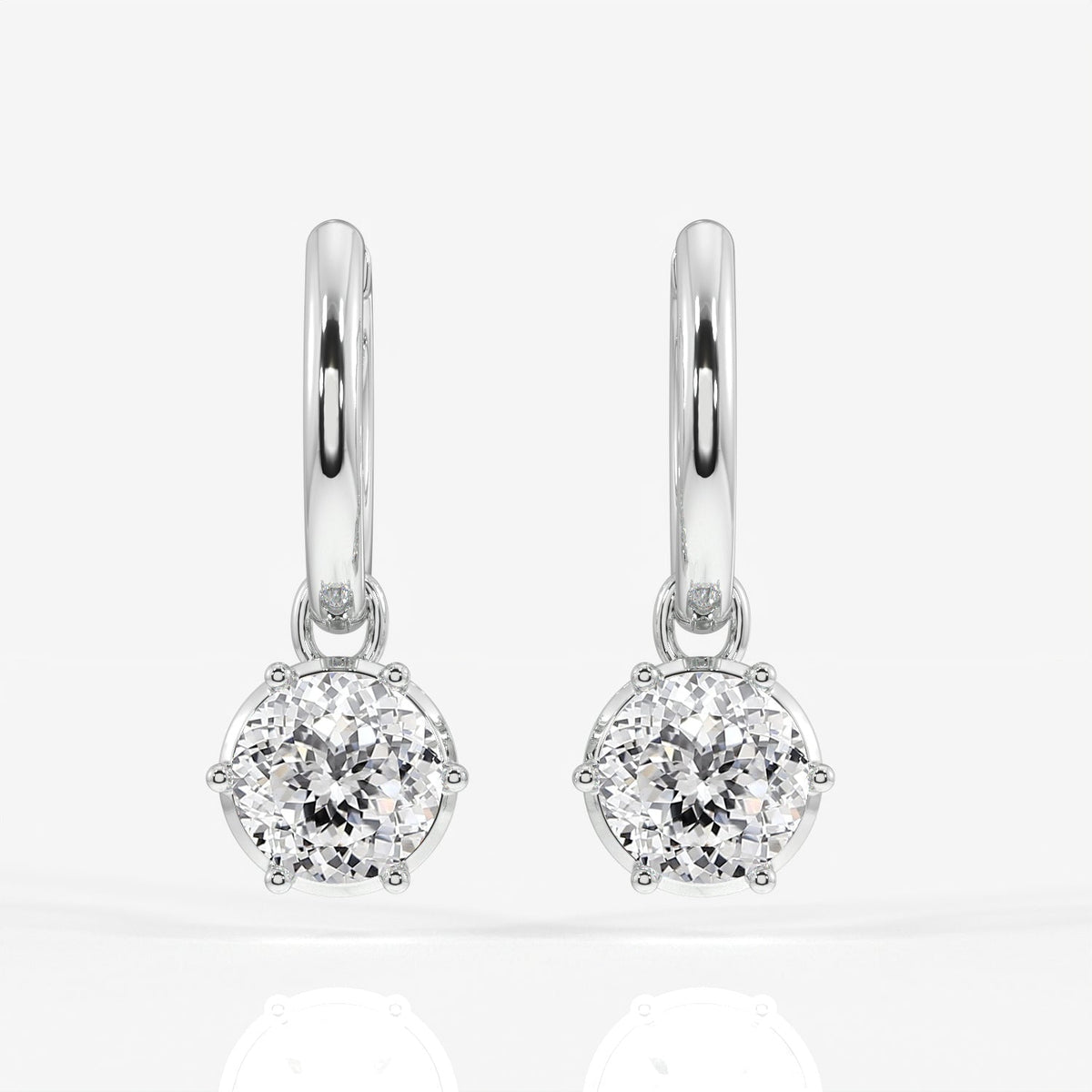 Portuguese Cut Moissanite Diamond Dangle Sterling Silver Earrings