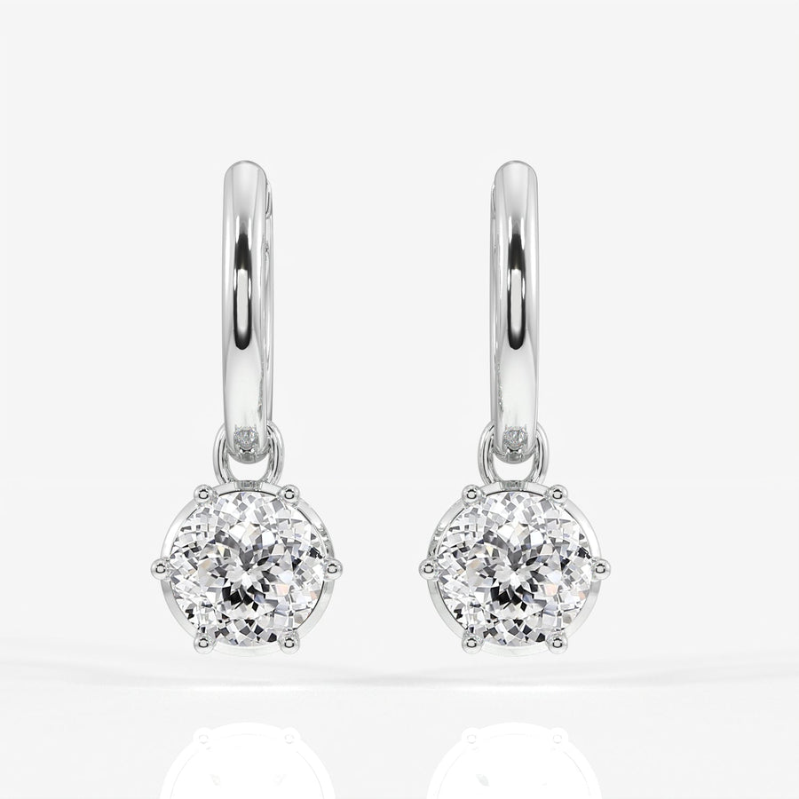 Portuguese Cut Moissanite Diamond Dangle Sterling Silver Earrings