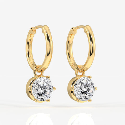 Portuguese Cut Moissanite Diamond Dangle Sterling Silver Earrings