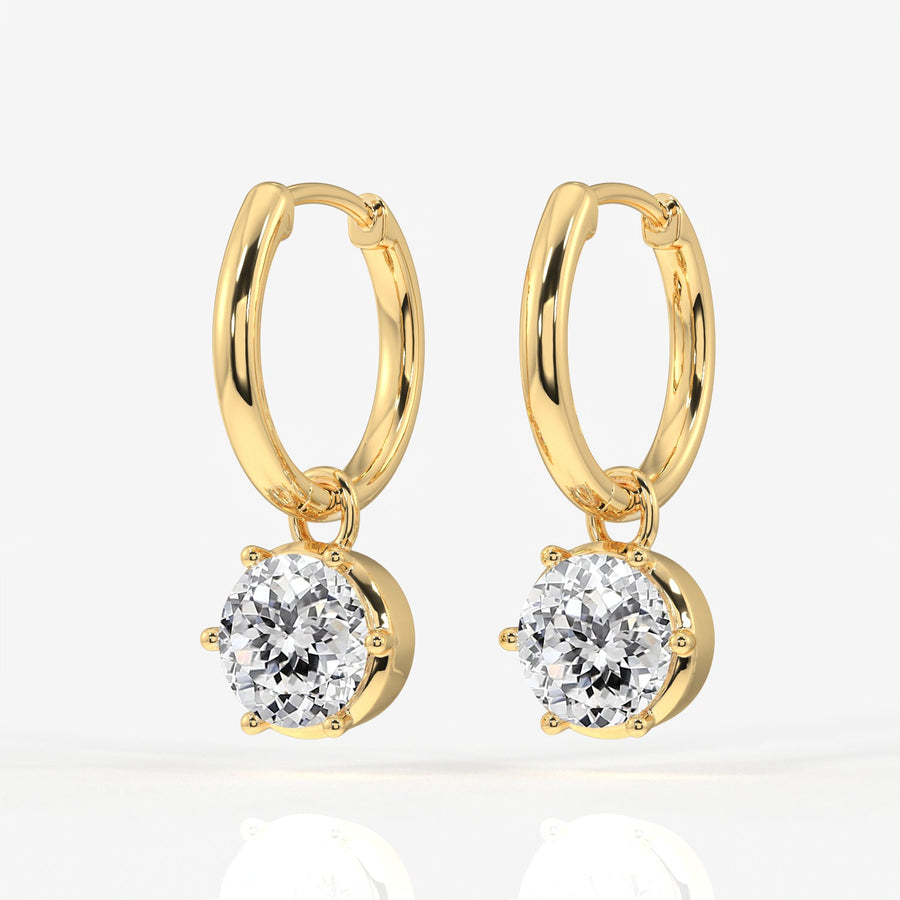 Portuguese Cut Moissanite Diamond Dangle Sterling Silver Earrings
