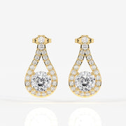 Portuguese Cut Moissanite Diamond Drop Sterling Silver Earrings