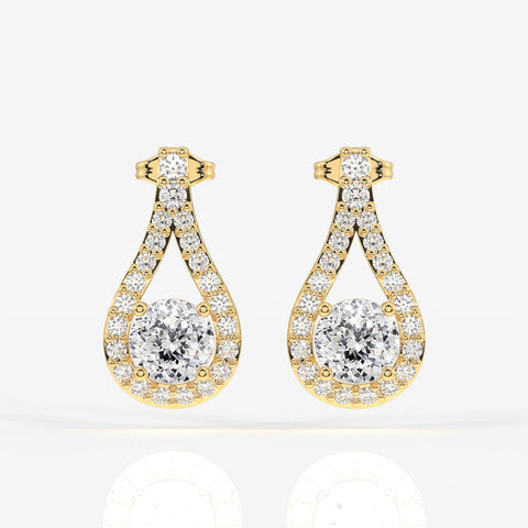 Portuguese Cut Moissanite Diamond Drop Sterling Silver Earrings