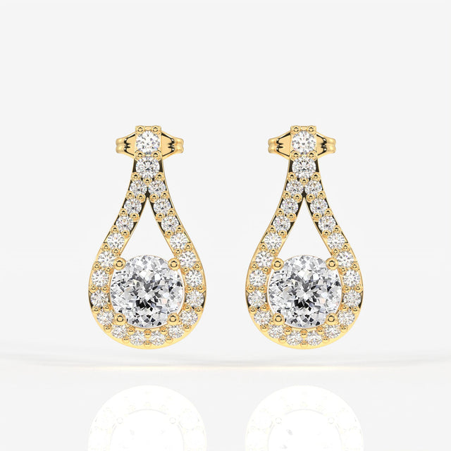 Portuguese Cut Moissanite Diamond Drop Sterling Silver Earrings