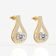 Portuguese Cut Moissanite Diamond Drop Sterling Silver Earrings
