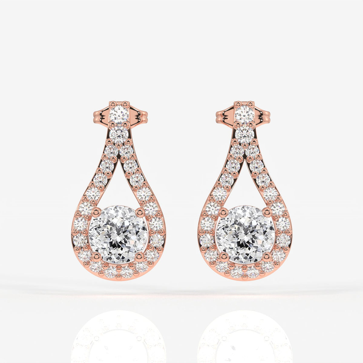 Portuguese Cut Moissanite Diamond Drop Sterling Silver Earrings