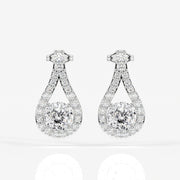 Portuguese Cut Moissanite Diamond Drop Sterling Silver Earrings