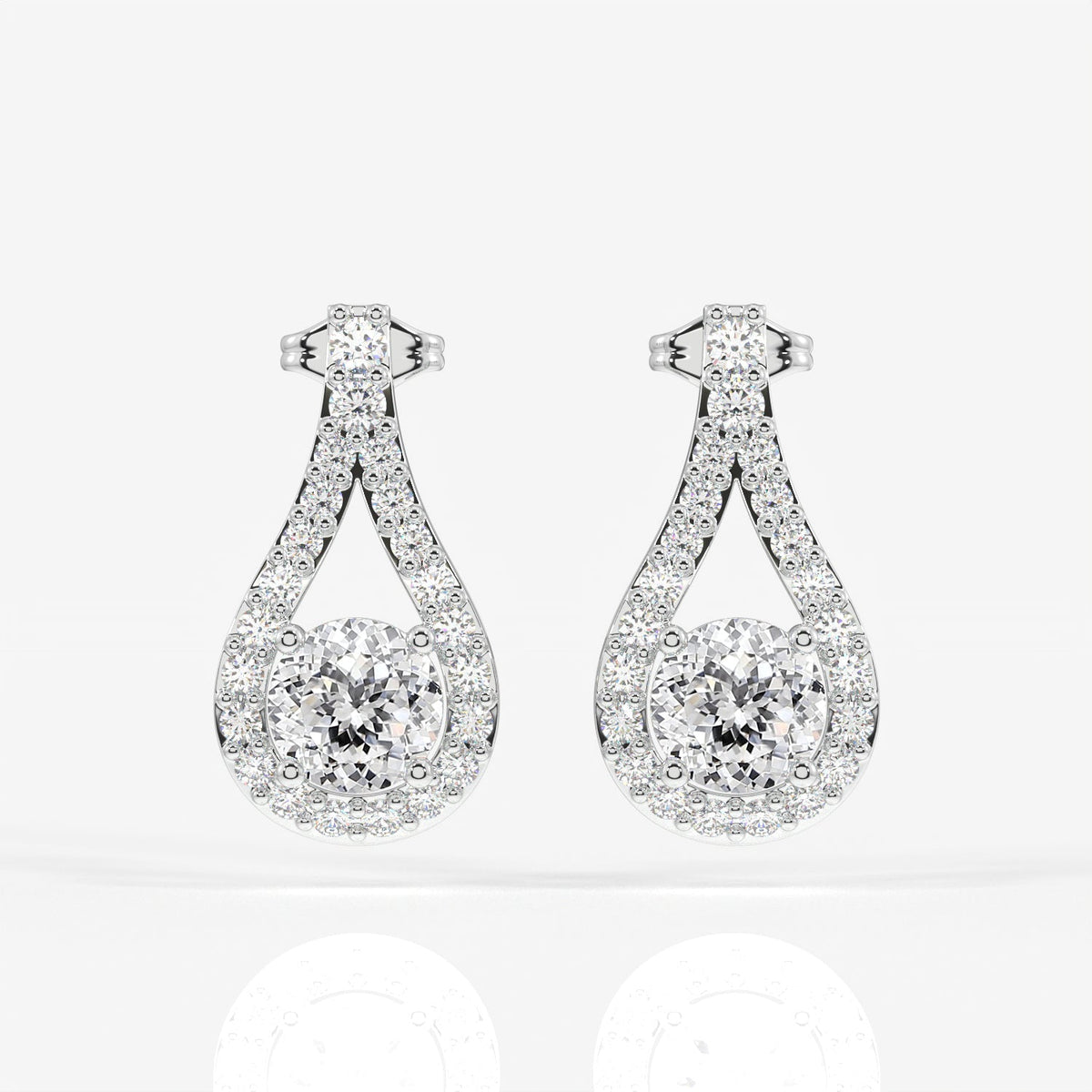 Portuguese Cut Moissanite Diamond Drop Sterling Silver Earrings