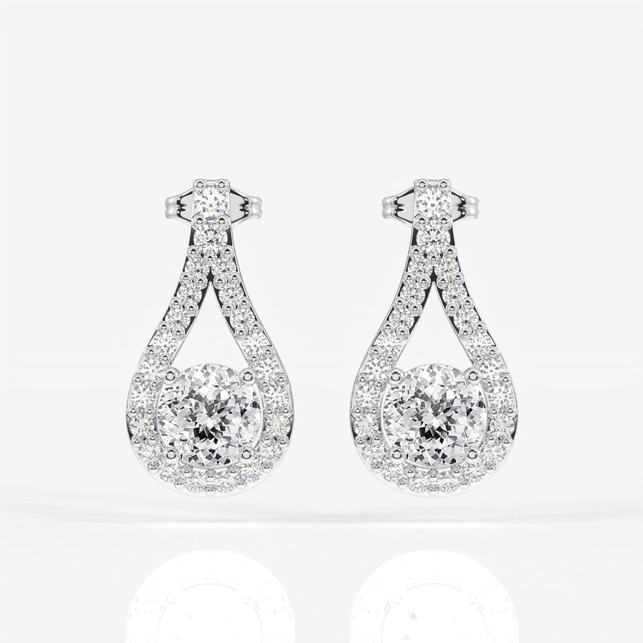 Portuguese Cut Moissanite Diamond Drop Sterling Silver Earrings