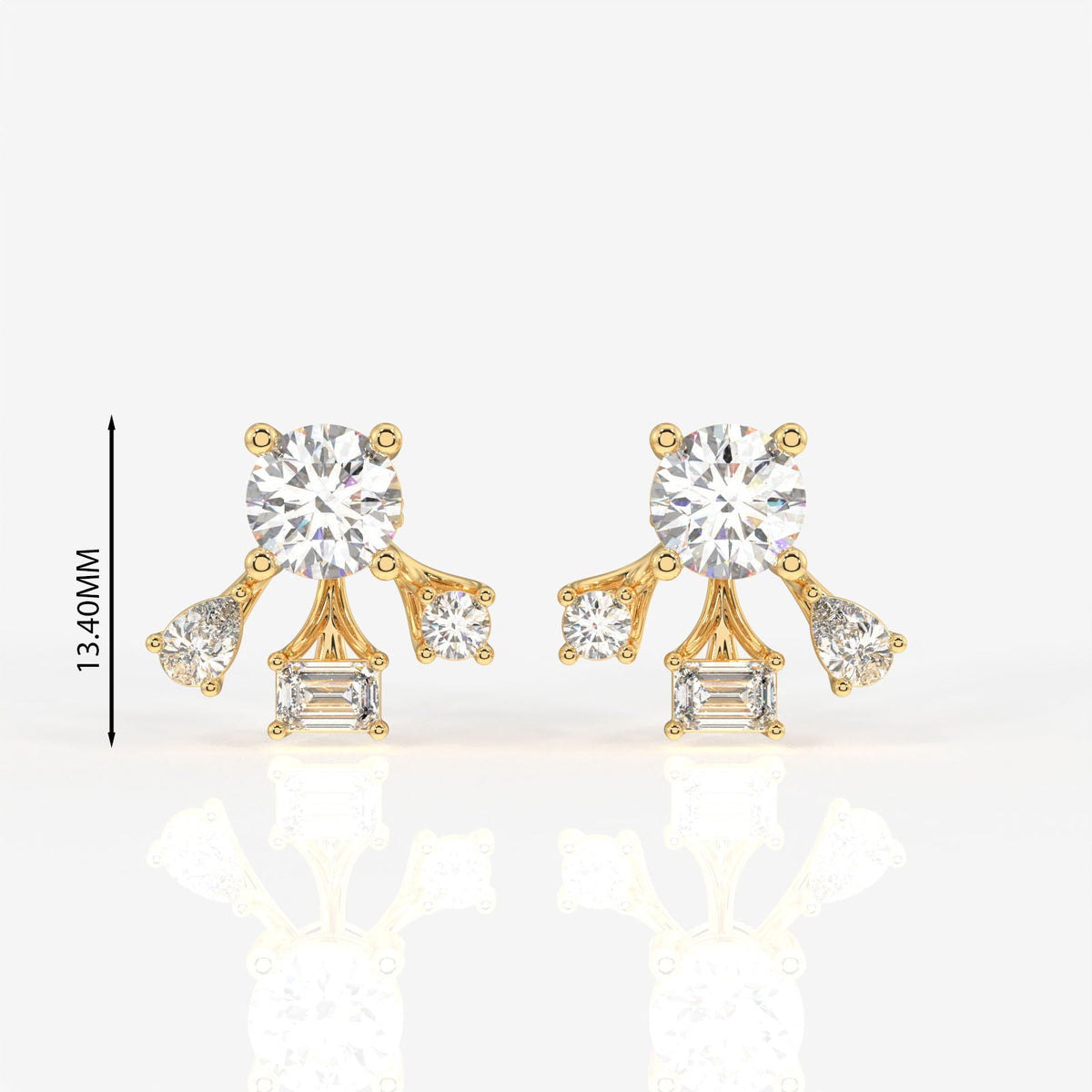 Radiant Star Moissanite Stud Sterling Silver Earrings