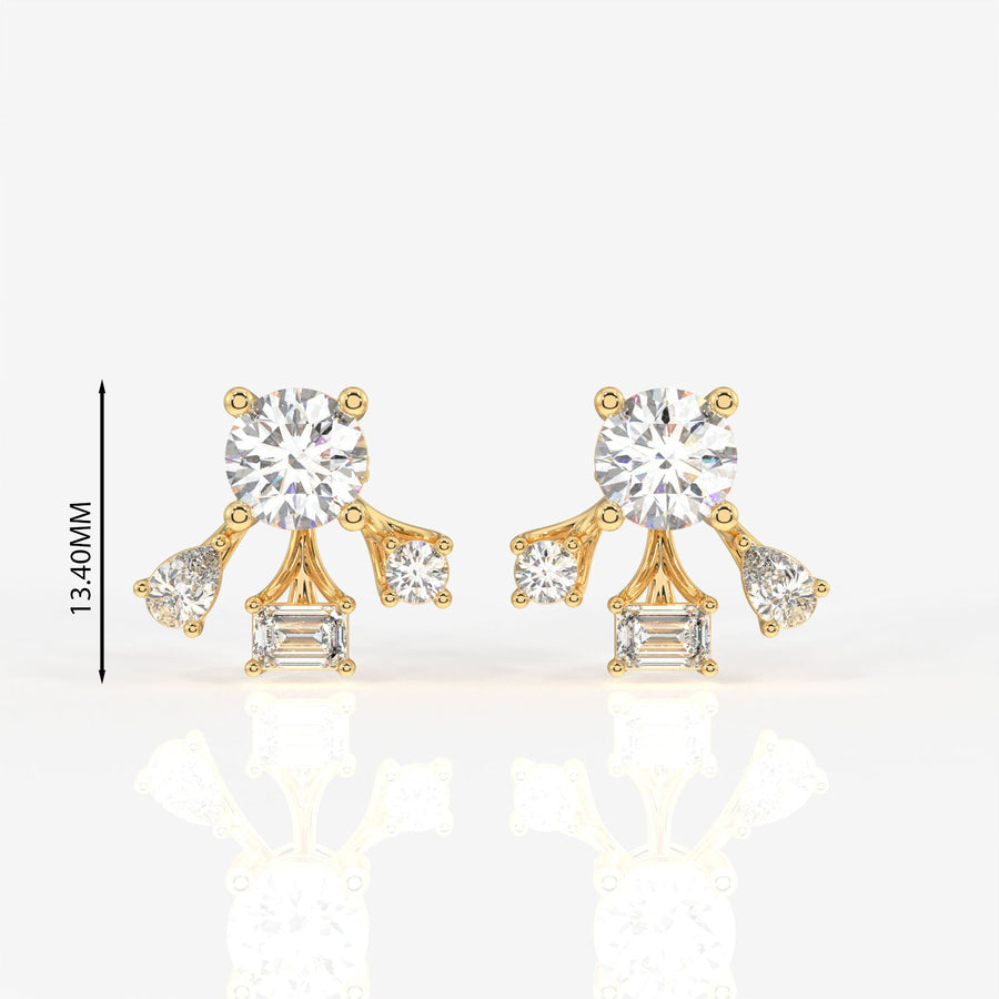 Radiant Star Moissanite Stud Sterling Silver Earrings